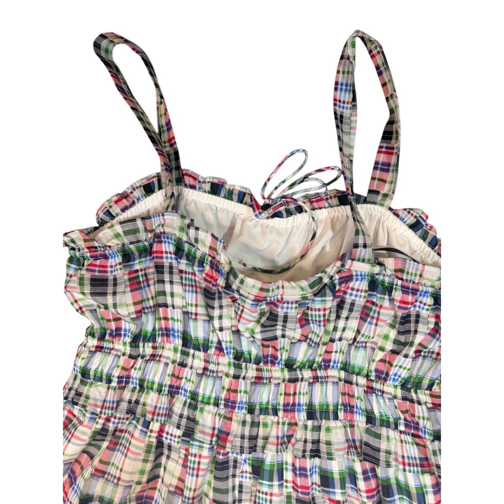 NWT Nautica Jeans Plaid Maxi Dress Smocked Bodice Tiered Spaghetti Strap L - Picture 6 of 12